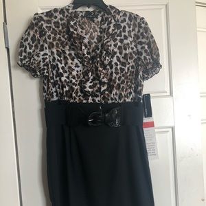 AGB belted sheath dress